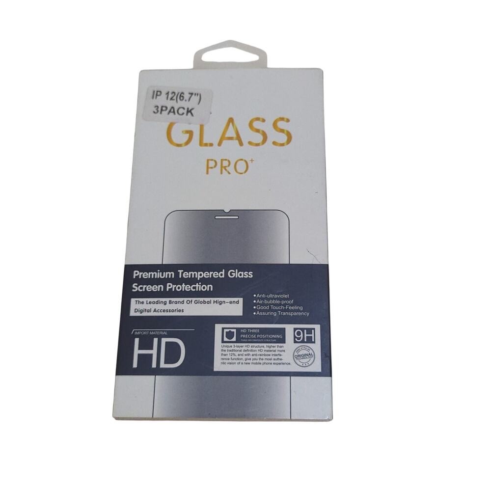 3x Tempered Glass Screen Protector for iPhone 12 (6.7") [9H hardness] - HD